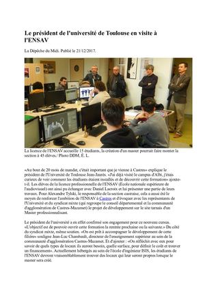 La Dépêche Du Midi (Président Ut2j Ensav Castres)