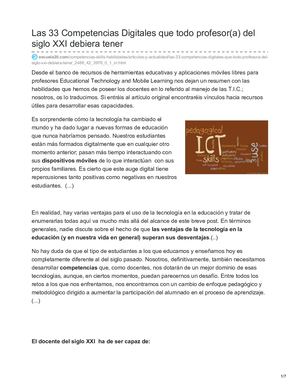 Escuela20 Com Las 33 Competencias Digitales Que Todo Profesora Del Siglo Xxi Debiera Tener