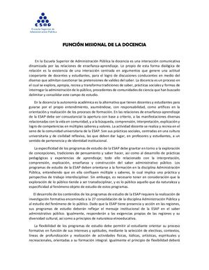 Función Misional De La Docencia