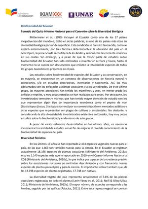 Lectura Biodiversidad Del Ecuador