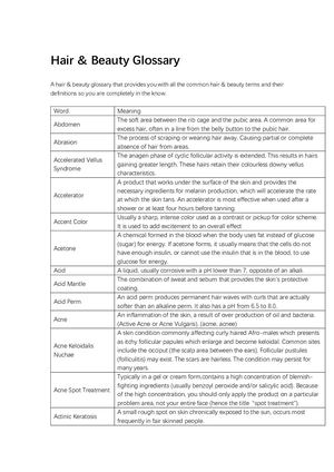 Calameo Hair Beauty Glossary
