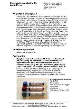 Ptanv TBQ R7 Tuberkulos (TB) Provtagning