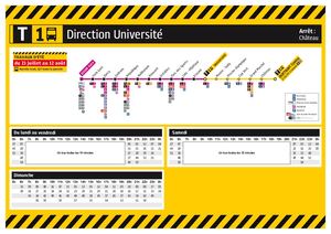 Fiche horaires Navette tram T1 "Château" Vers "Université"