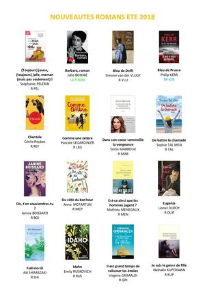 Nouveautés Romans Eté 2018