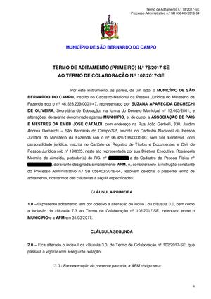1º Termo De Aditamento 2017