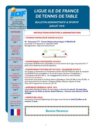 Bulletin Ligue IDF Juillet 2018