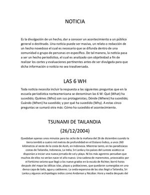 Noticias y Tsunami de Tailandia