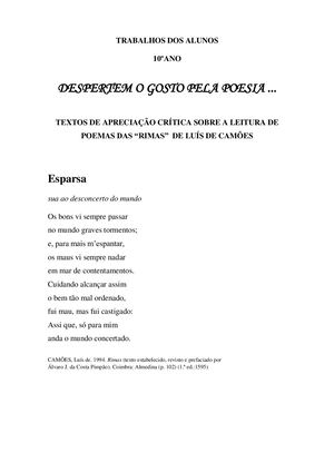 Textos De Apreciação Crítica