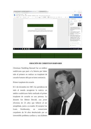 ORACIÓN DE CHRISTIAN BARNARD Trabajo
