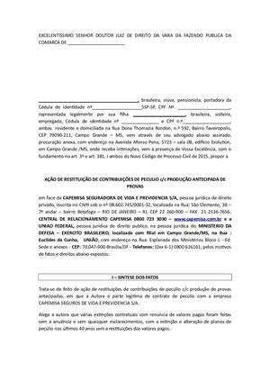 Ação de Restituição Capemisa