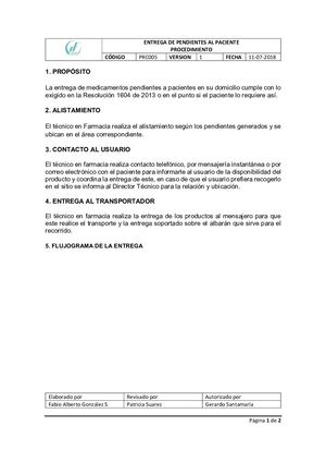 ENTREGA DE PENDIENTES