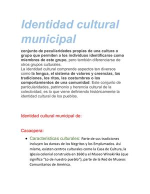 Identidad Cultural Municipal