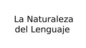 La Naturaleza del Lenguaje