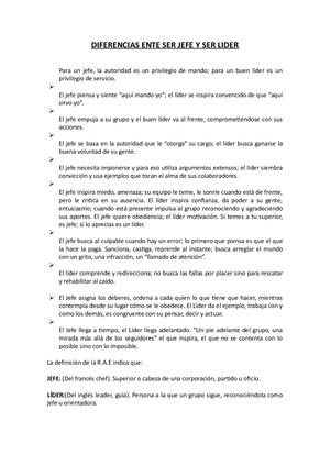Diferencias Ente Ser Jefe Y Ser Lider