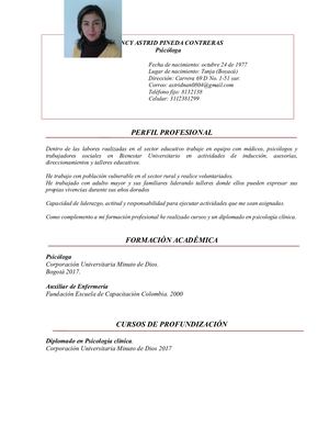 Hoja De Vida Astrid 2018