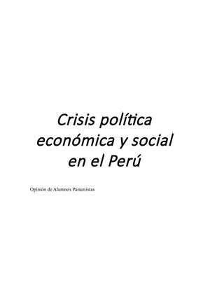 Crisis Política Económica Y Social En El Perú