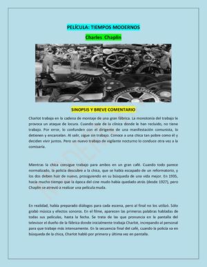 Sinopsis Pelicula Tiempos Modernos