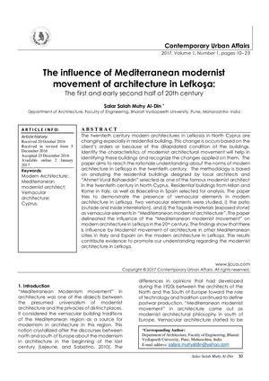 The influence of Mediterranean modernist movement of architecture in Lefkoşa: The first and early second half of 20th century