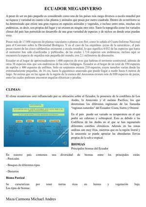 Ecuador Megadiverso Biologia Maza Deberº1