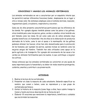 CUIDANDO Y AMANDO LOS VERTEBRADOS