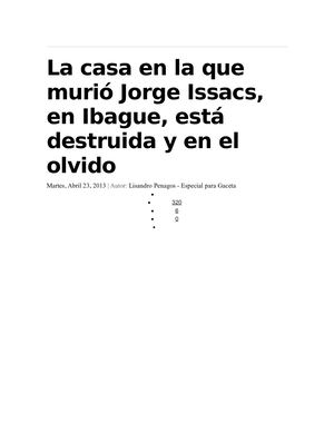 La Casa En La Que Murió Jorge Issacs