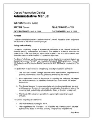 AP 204 - Operating Budget