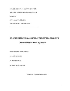 Del Legajo Técnico o registro de trayectoria.