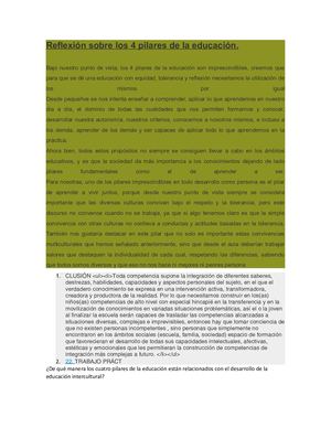 Reflexión Sobre Los 4 Pilares De La Educación