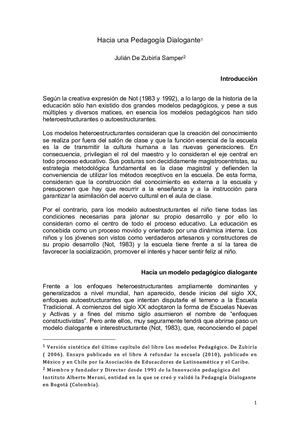 Hacia Una Pedagogia Dialogante