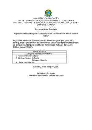 Proclamação Do Resultado Eleitos Da Cissp