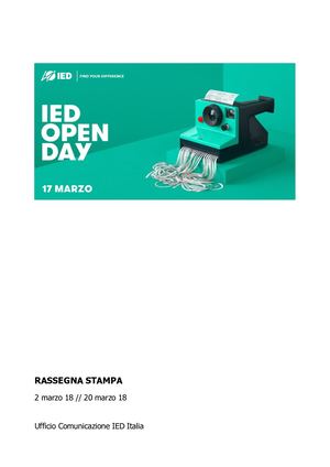 Rassegna Stampa Ied Open Day 17 Marzo