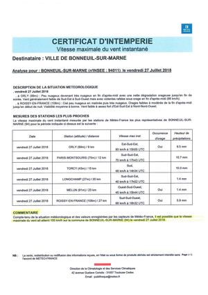 Meteo France Certificat D'intempérie