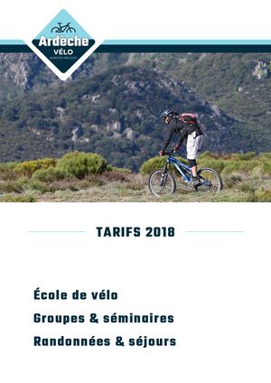 Tarif des Produits Ardeche Vélo 2018 V4