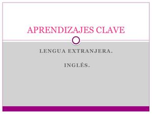 Aprendizajes Clave Inglés