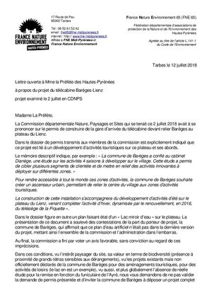 2018 07 12 Lettre Ouverte Préfète Cdnps 2 Juillet (Lienz) (1)