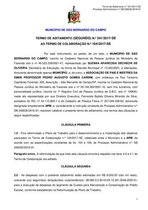 Termo De Aditamento Ao Termo De Colaboração 2017