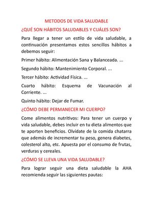 Metodos De Vida Saludable