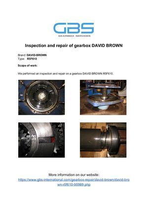 Inspection And Repair Of Gearbox DAVID BROWN