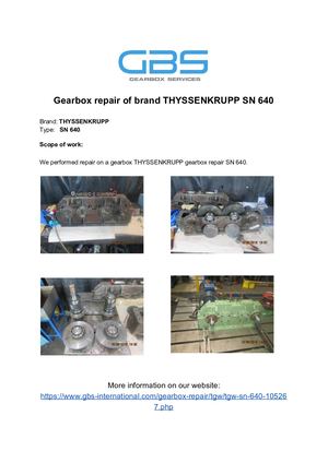 Gearbox Repair Of Brand THYSSENKRUPP SN 640