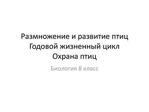 Био 8 Урок 23. Размножение и развитие птиц.Годовой жизненный цикл.Охрана птиц