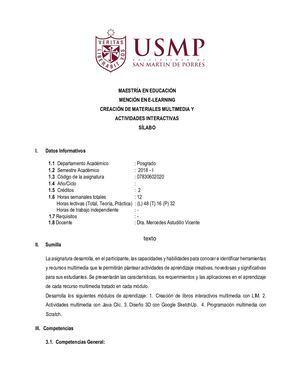 Silabo Creación De Materiales Multimedia Usmp