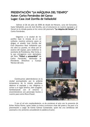 Presentación "La máquina de tiempo" en Casa Zorrilla de Valladolid