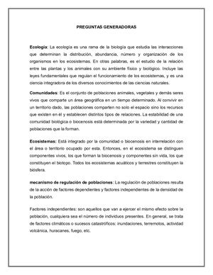 Preguntas Generadoras Biodiversidad