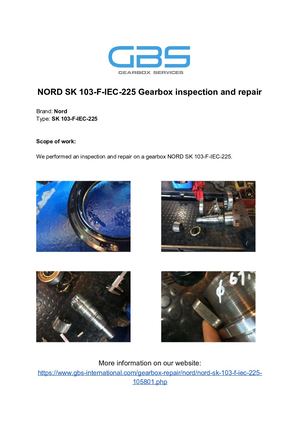NORD SK 103 F IEC 225 Gearbox Inspection And Repair