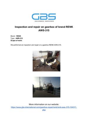 Inspection And Repair On Gearbox Of Brand RENK AWS 315
