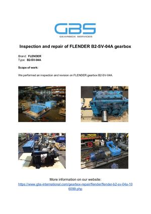 Inspection And Repair Of FLENDER B2 SV 04A Gearbox