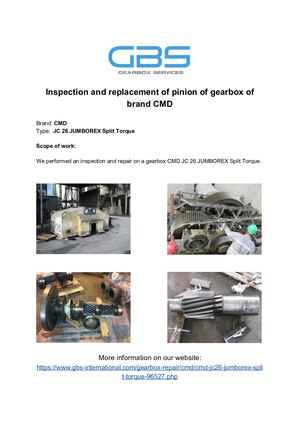 Inspection And Replacement Of Pinion Of Gearbox Of Brand CMD