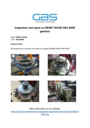 Inspection And Repair On RENK TACKE HSU 800D Gearbox