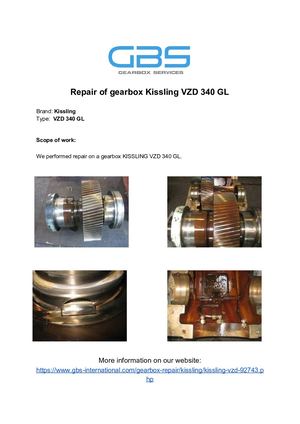 Repair Of Gearbox Kissling VZD 340 GL