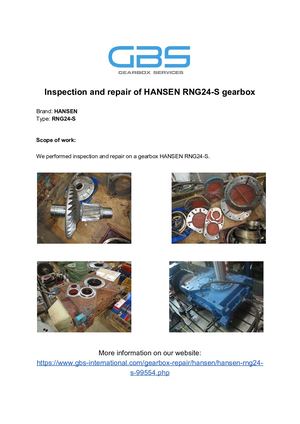 Inspection And Repair Of HANSEN RNG24 S Gearbox